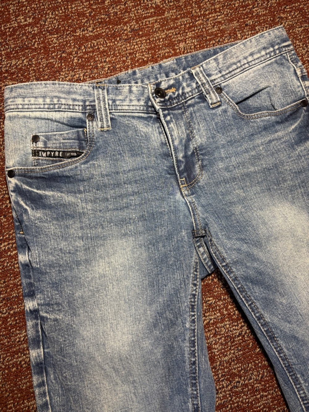 Empyre men’s denim Y2k grunge acid medium wash slim leg skinny jeans mens 30 g